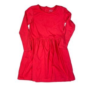 Primary Solid Red Dress Size 6-7 Long Sleeve